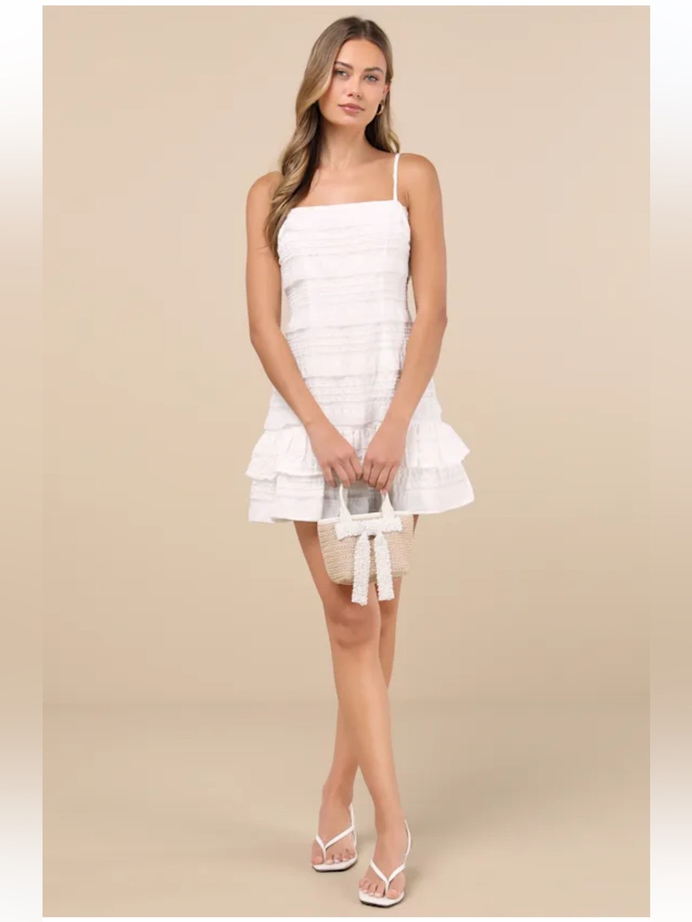 Lulu's White Tiered Ruffle Mini Dress